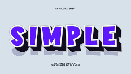 Simple Purple 3D Editable Text Effect with Bold Cartoon Style