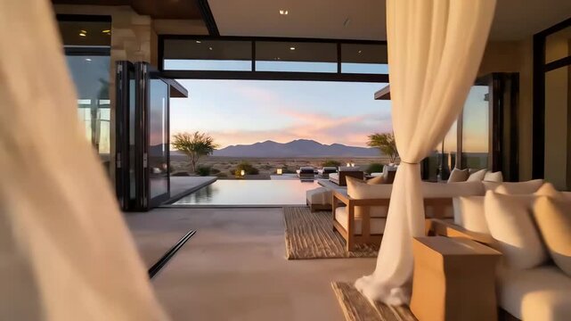 Providing a seamless indooroutdoor living experience this desert abode features a stunning infinity pool outdoor lounging areas and a breezy interior thanks to its innovative. 4k resolution video.