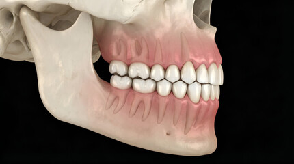 Human Skull Jaw and Teeth Anatomy Illustration