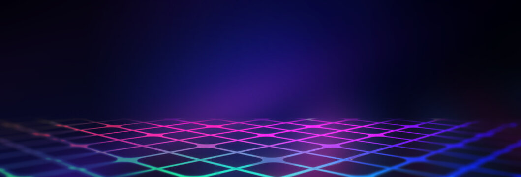 Dark abstract background with neon glow