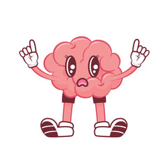 Funny Brain Mascot with Expressions