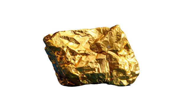 A close-up studio shot presents a detailed view of a naturally formed, textured gold nugget isolated on a black background
