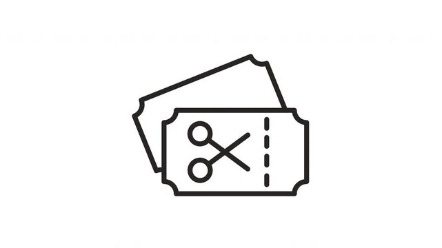 Animated Coupon Cut Icon with Scissors for Discount and Deals