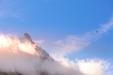 Aiguille Midi And Helicopter French