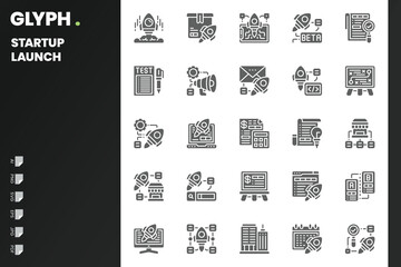 Startup Launch Icon pack for your website, mobile, presentation, and logo design. Startup Launch Icon solid design. Vector graphics illustration and editable stroke.