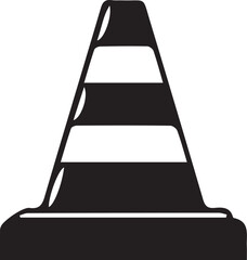 Black traffic cone icon for construction or warning signs