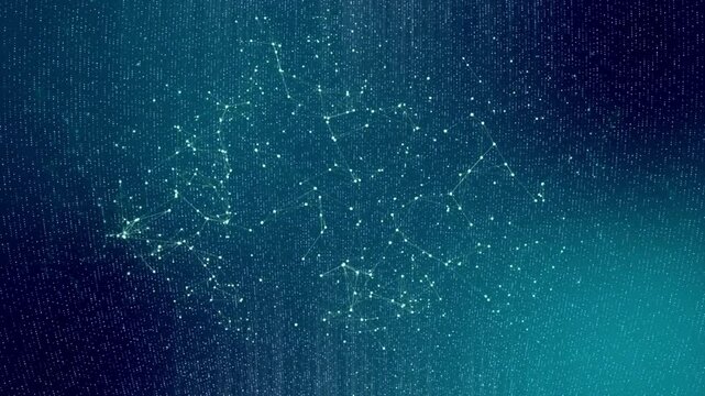 Stunning network visualization with glowing nodes on dark blue background