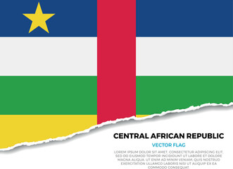 Obraz premium Flag of Central African Republic. Creative Torn Paper Edge Effect on transparent background