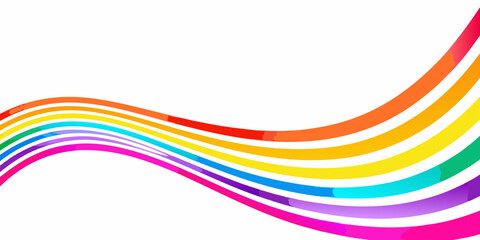 Colorful abstract waves flow across a white background