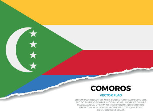 Flag of Comoros. Creative Torn Paper Edge Effect on transparent background