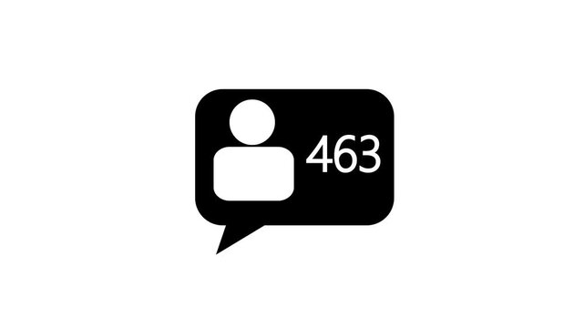 Animation footage of social media notification follower and friend request icon on transparent background (alpha channel)