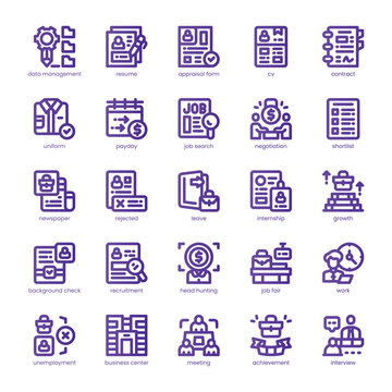 Employment Icon pack for your website, mobile, presentation, and logo design. Employment Icon line basic color design. Vector graphics illustration and editable stroke.