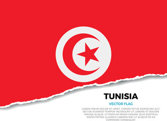 Obraz premium Flag of Tunisia. Creative Torn Paper Edge Effect on transparent background