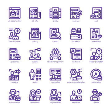 Job Icon pack for your website, mobile, presentation, and logo design. Job Icon line basic color design. Vector graphics illustration and editable stroke.