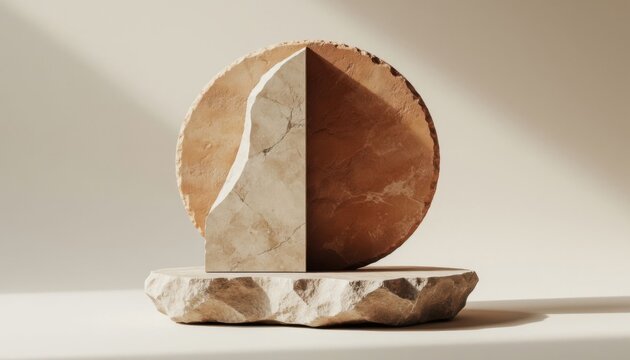Minimal Stone Geometry Sculpture