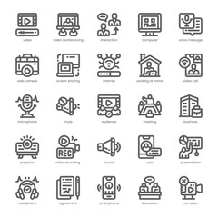 Fototapeta premium Video Conference Icon pack for your website, mobile, presentation, and logo design. Video Conference Icon outline design. Vector graphics illustration and editable stroke.