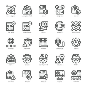 Work Progress Icon pack for your website, mobile, presentation, and logo design. Work Progress Icon outline design. Vector graphics illustration and editable stroke.
