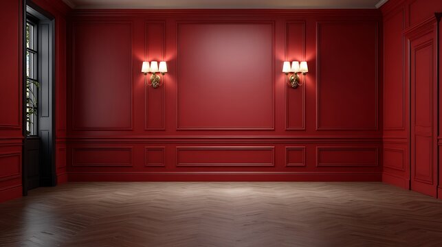 Elegant red interior design showcase modern room photography stylish environment interior view