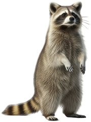 Alert Raccoon Standing Upright on Back Legs