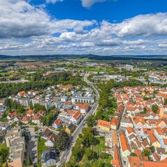 Naklejka premium Neumarkt, eine Kreisstadt in der westlichen Oberpfalz in Bayern aus der Vogelperspektive