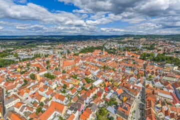 Neumarkt, eine Kreisstadt in der westlichen Oberpfalz in Bayern aus der Vogelperspektive