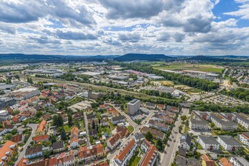 Fototapeta premium Neumarkt, eine Kreisstadt in der westlichen Oberpfalz in Bayern aus der Vogelperspektive