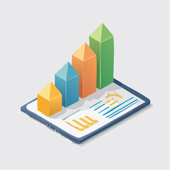 Isometric Business Growth Concept for Modern Strategy