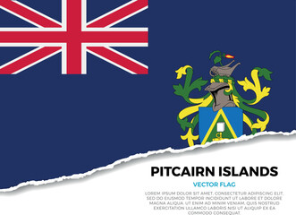 Flag of Pitcairn Islands. Creative Torn Paper Edge Effect on transparent background