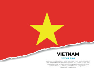 Obraz premium Flag of Vietnam. Creative Torn Paper Edge Effect on transparent background