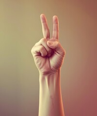 A hand with a peace sign on it
