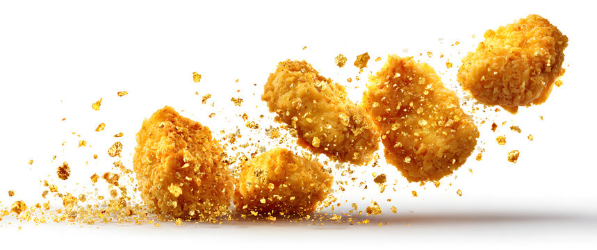 Fried chicken chunks splatter