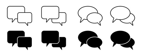 Fototapeta premium Chat Message Icons and Speech Bubble Set for Social Media, Messaging, Conversation and Communication