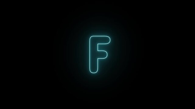 Dynamic Neon Letter F Animation with Glowing Cyan Light on a Black Background