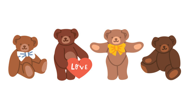 A cute teddy bear illustration with a heart and love theme