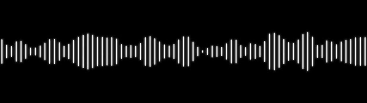 White Sound Wave Pattern on Black Background Audio Visual Representation audio wave waveform