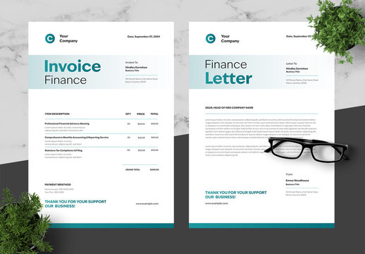 Blue And Black Invoice And Letterhead Finance 