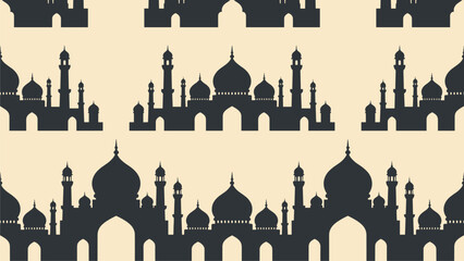 Obraz premium Islamic Architecture Pattern Seamless Background - Mosque Silhouette Design