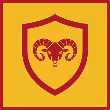 Ram Head Logo Design Element Shield.