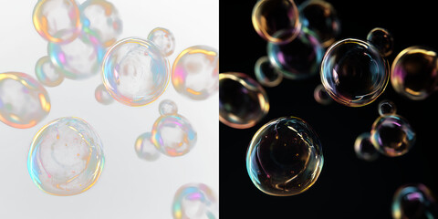Transparent Soap Bubbles PNG Overlay with Realistic Water Sphere Effect