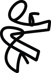 Abstract, continuous black line drawing represents a stylized human figure or ribbon shape in a continuous looping form.