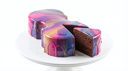 G&acirc;teau au chocolat en forme de violon avec gla&ccedil;age multicolore