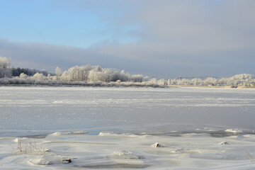 frozen lake in winter