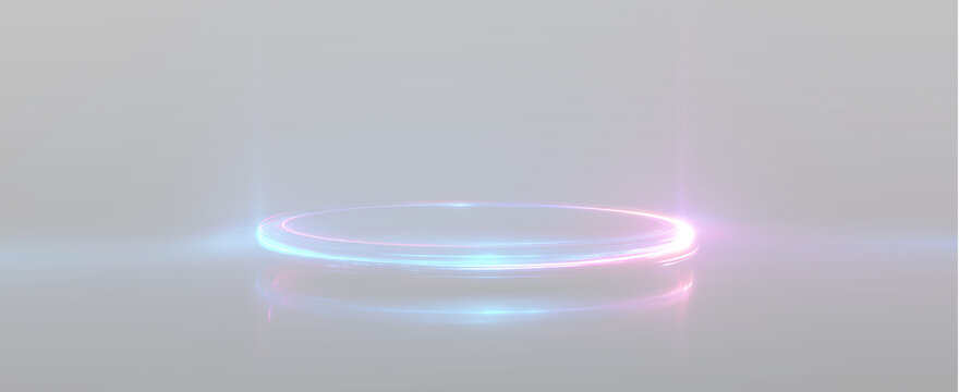 Futuristic Neon Magic Ring PNG Overlay with Glowing Blue Purple Portal Light Effect	
