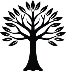 Fototapeta premium Minimalist Eco Tree Silhouette Black Vector white