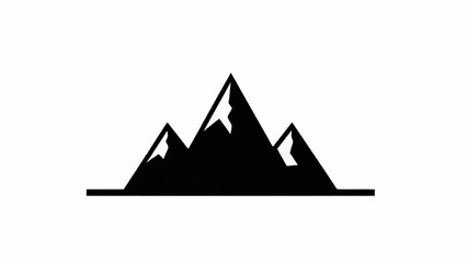 Minimalist black and white mountain peaks icon illustration.