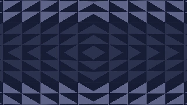 Symmetrical Navy Blue Geometric Background with Shifting Triangle Mesh and Diamond Patterns
