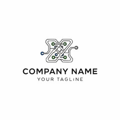 Modern Technology Circuit Board Logo Design.