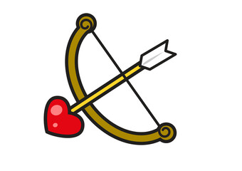 愛を届けるキューピッドの弓矢のイラスト：バレンタインや恋愛のコンセプト素材