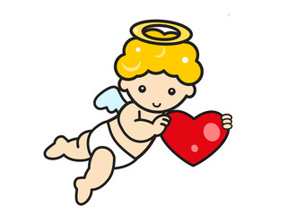 ハートを持つキューピッドのイラスト　バレンタイン・恋愛イメージ
