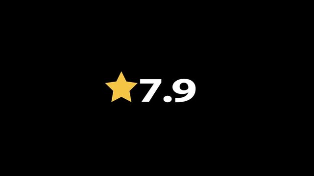 Golden Star rating icon Numerical score 7.9 animation. customer satisfaction icon, review score point.